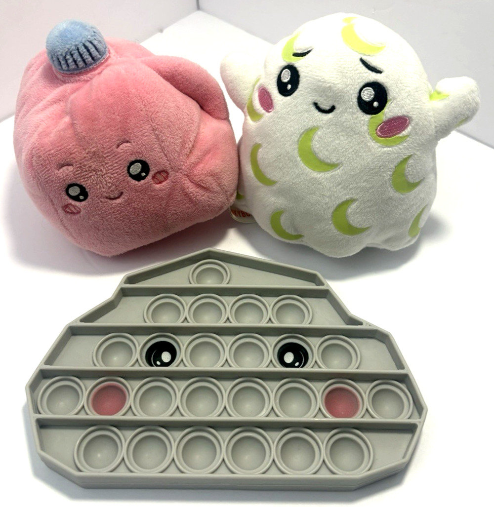 Lot of 3 Official Lankybox Plush Stuffed Animals Glow Strawberry Milky Roocky Po